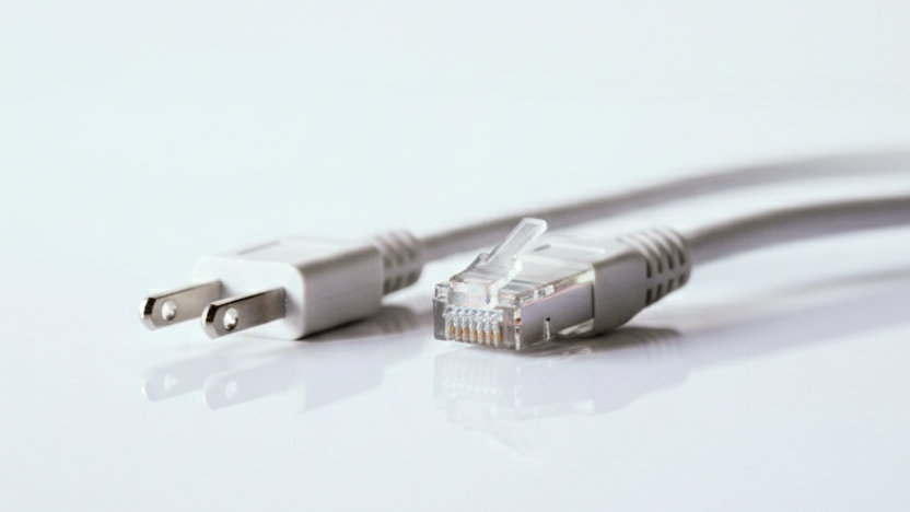 Power plug and Ethernet cable—connect the Node to power and internet